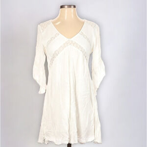 Revolve Ladakh White Lace Overlay Bohemian Mini Dress